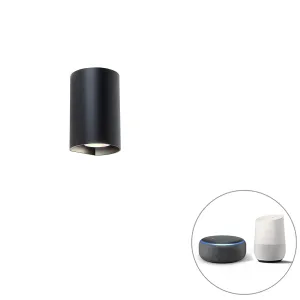 Pametna okrugla zidna svjetiljka crna uklj. Wifi GU10 - Sabbir