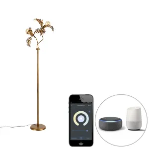 Pametna podna svjetiljka zlatna 2 svjetla uklj. Wifi G95 - Botanica