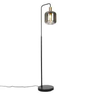Pametna podna svjetiljka crna sa zlatnim i dimnim staklom uključujući WiFi A60 - Zuzanna
