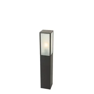 Samostojeća vanjska svjetiljka crna s rebrastim staklom 80 cm IP44 - Charlois