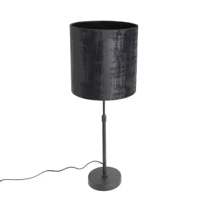 Stolna lampa crna velur sjena crna 25 cm podesiva - Parte