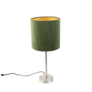 Stolna svjetiljka čelik sa zelenom hladom 25 cm - Simplo