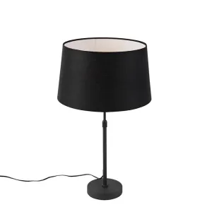 Stolna svjetiljka crna s crnom lanenom sjenilom 35 cm podesiva - Parte
