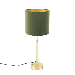 Stolna svjetiljka zlatna / mesing s velur hladom zelena 25 cm - Parte