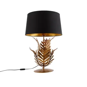 Stolna svjetiljka zlatna s crnim pamučnim hladom 40 cm - Botanica