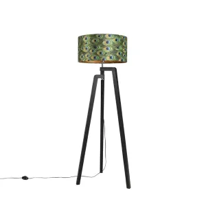 Tronožac za podnu svjetiljku crni s hladom paun dizajn 50 cm - Puros