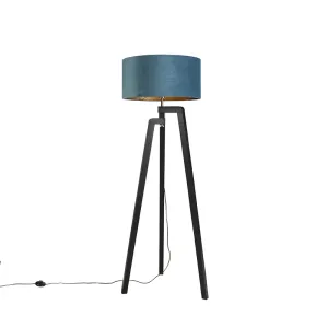 Tronožac za podnu svjetiljku crni s plavim hladom i zlatom 50 cm - Puros