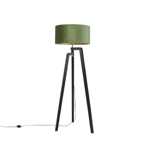 Tronožac za podnu svjetiljku crni sa zelenim hladom i zlatom 50 cm - Puros