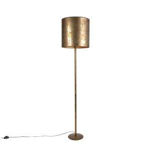 Vintage podna lampa zlatna sa starom brončanom nijansom 40 cm - Simplo