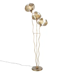 Vintage podna svjetiljka zlatna 3-svjetla - Botanica Kringel
