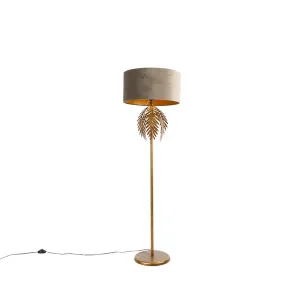 Vintage podna svjetiljka zlatna s baršunastom nijansom taupe 50 cm - Botanica