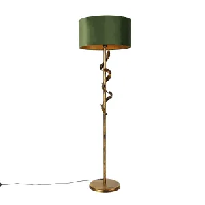 Vintage podna lampa starinsko zlato sa zelenim sjenilom - Linden #324625