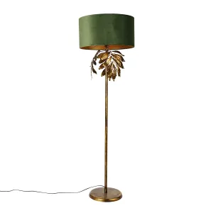 Vintage podna lampa starinsko zlato sa zelenim sjenilom - Linden #324626