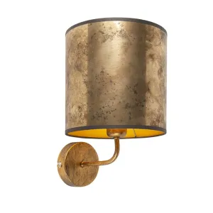 Vintage zidna svjetiljka zlatna s brončanim baršunastim hladom - Matt