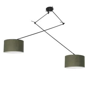 Viseća svjetiljka crna sa sjenilom 35 cm podesiva zelena - Blitz II