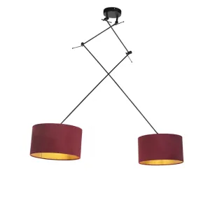 Viseća svjetiljka s baršunastim nijansama crvena sa zlatnom 35 cm - Blitz II crna