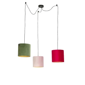 Viseća svjetiljka s baršunastim nijansama crvene, zelene i ružičaste - Cava