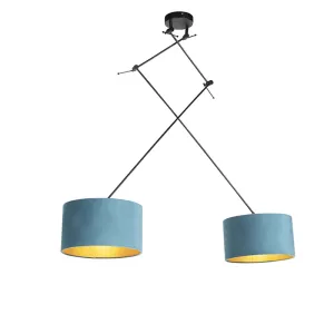 Viseća svjetiljka s baršunastim nijansama plava sa zlatnom 35 cm - Blitz II crna