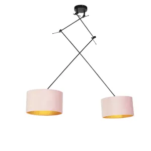 Viseća svjetiljka s baršunastim nijansama ružičasta sa zlatnom 35 cm - Blitz II crna
