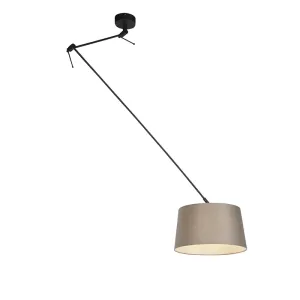 Viseća svjetiljka s lanenim sjenilom taupe 35 cm - Blitz I crna