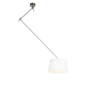 Viseća svjetiljka s lanenom sjenilom bijela 35 cm - Blitz I čelik