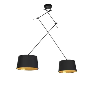 Viseća svjetiljka s pamučnim nijansama crna sa zlatnom 35 cm - Blitz II crna