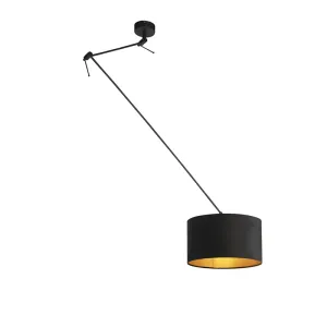 Viseća svjetiljka s velur hladom crna sa zlatnom 35 cm - Blitz I crna