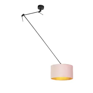 Viseća svjetiljka s velur hladom stara ružičasta sa zlatom 35 cm - Blitz I crna