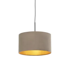 Viseća svjetiljka s velur taupe zlatnom zlatom 35 cm - Combi