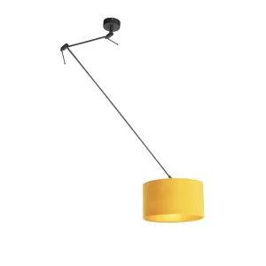 Viseća svjetiljka s velurastom nijansom oker sa zlatom 35 cm - Blitz I crna