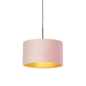 Viseća svjetiljka s velurastom nijansom ružičasta sa zlatnom 35 cm - Combi