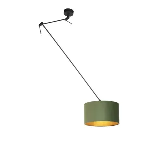 Viseća svjetiljka s velurastom nijansom zelena sa zlatnom 35 cm - Blitz I crna