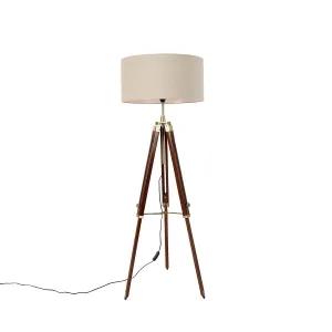Podna lampa od mesinga sa sjenilom svijetlo smeđa 50 cm tronožac - Cortin