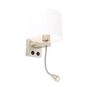 Zidna lampa čelik sa flex krakom i sjenilom bijela 18 cm - Brescia Combi