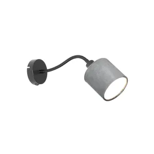 Zidna svjetiljka crna sa sivim prekidačem i fleksibilnom rukom - Merwe