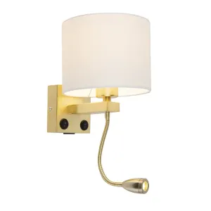 Zlatna zidna svjetiljka USB s bijelom hladom - Brescia Combi