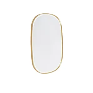 Kupaonsko ogledalo zlatno uklj. LED s prigušivačem na dodir ovalno - Miral