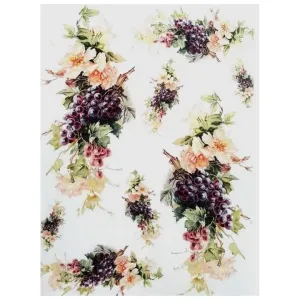 Rižin papir A4 ITD - Cveće i grožđe (Rižin papir za dekupaž)