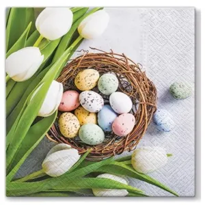 Salveta za dekupaž Eggs and Tulips - 1kom (uskršnje salvete za)