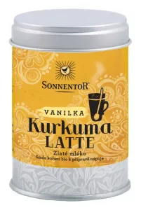 BIO směs koření pro přípravu nápoje, Sonnentor Kurkuma Latte Vanilka - Zlaté mléko, dóza, 60 g