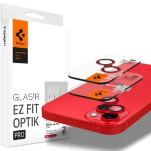 Spigen Ez Fit Optik 2x zaštitno staklo za kameru za iPhone 14 / 14 Plus / 15 / 15 Plus, crvena