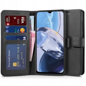Tech-Protect Wallet preklopna maska za Motorola Moto E22 / E22i, crno