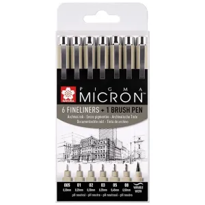 Set flomastera za tehničko crtanje SAKURA Pigma Micron brush pen - 7 dijelni ()