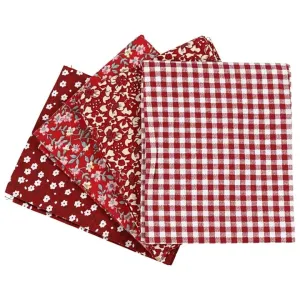 Tkanina za patchwork - crvena - 4 kom - 45 x 55 cm (pamučna)
