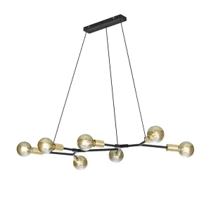 Dizajn viseća svjetiljka crna sa zlatnim 7 lampica - Dirk