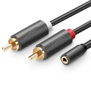 Ugreen AV102 audio kabel 3.5mm mini jack / 2RCA F/M 25cm, siva #373476