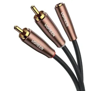 Ugreen AV198 audio kabel 3.5 mm jack / 2x RCA F/M 1m, smeda #373628