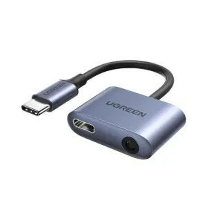 Ugreen CM231 audio adapter USB-C - USB-C PD QC / 3.5mm jack, siva