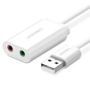 Ugreen US205 USB vanjska zvučna kartica 15cm, bijela #373551