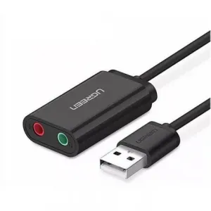 Ugreen US205 USB vanjska zvučna kartica 15cm, crno